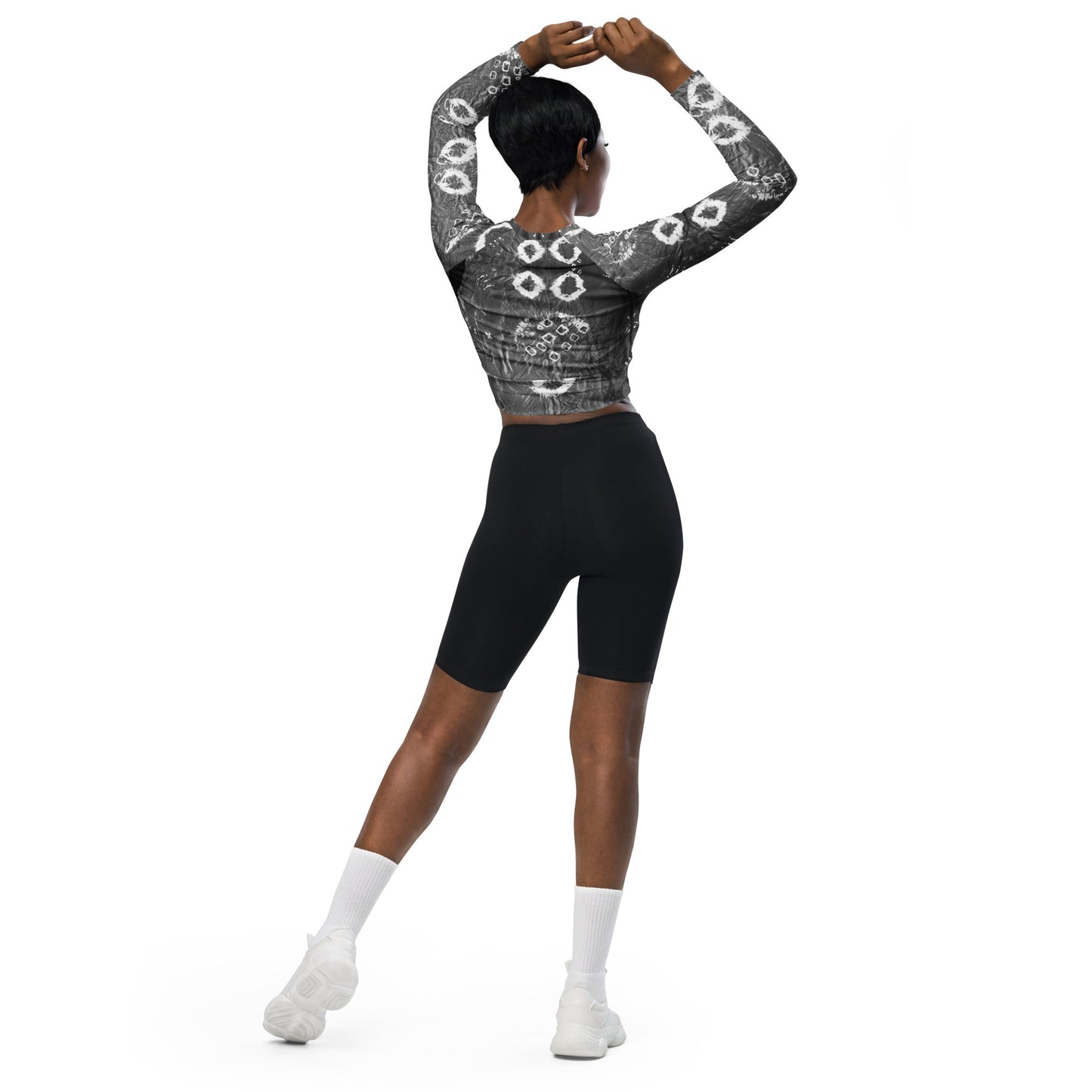 Shibori Pattern Recycled long-sleeve crop top