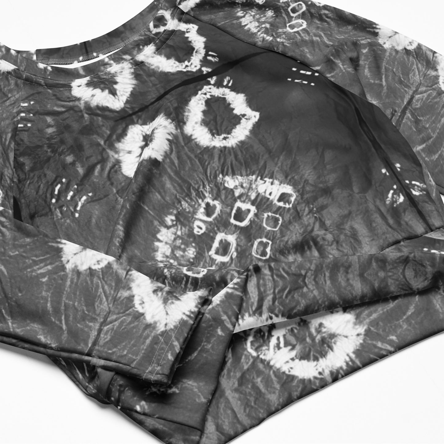 Shibori Pattern Recycled long-sleeve crop top